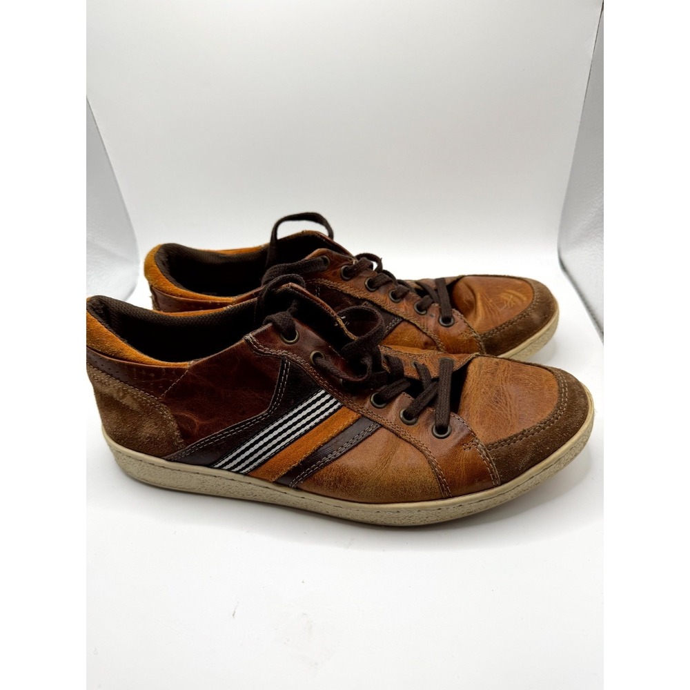 Bullboxer Bredo Mens 41 Sneakers Brown Orange Leather Low Top Lace Up Shoes - Picture 4 of 10